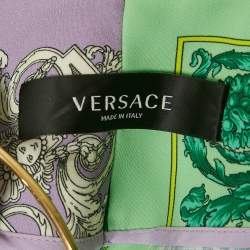 Pre Owned Versace Green Barocco Crepe Metallic Ring Detail Shorts S