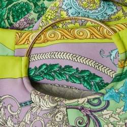 Pre Owned Versace Green Barocco Crepe Metallic Ring Detail Shorts S