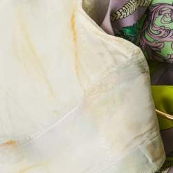 Pre Owned Versace Green Barocco Crepe Metallic Ring Detail Shorts S