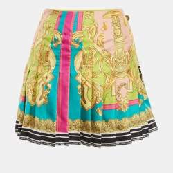 Pre Owned Versace Multicolor Medusa Print Pin Detail Mini Wrap Skirt L 