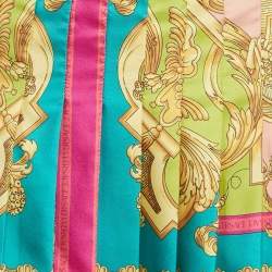 Pre Owned Versace Multicolor Medusa Print Pin Detail Mini Wrap Skirt L 