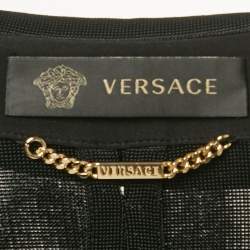 Pre Owned Versace Black Stretch Knit Medusa Hardware Detail Cropped Jacket XXS