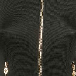 Pre Owned Versace Black Stretch Knit Medusa Hardware Detail Cropped Jacket XXS