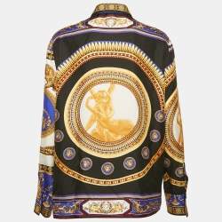 Pre Owned Versace Multicolor Baroque Print Silk Button Front Shirt M