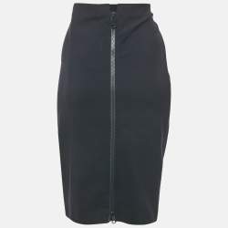Pre Owned Versace Navy Blue Knit Knee Length Skirt L