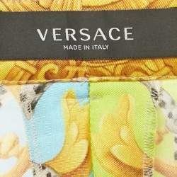 Pre Owned Versace Multicolor Barocco Acanthus Print Satin Shorts S