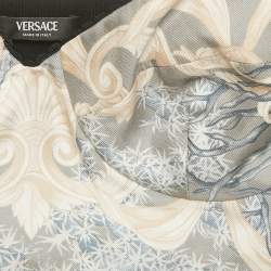 Pre Owned Versace Grey Printed Silk Blend Lace Trim Bralette Top XS