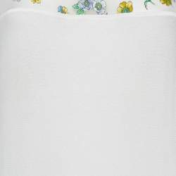 Pre Owned Versace White Floral Print Mesh and Knit Flared Midi Dress L