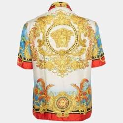 Pre Owned Versace Multicolor Barqoue Print Silk Short Sleeve Shirt S