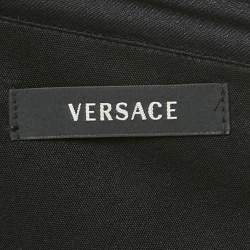 Pre Owned Versace Black Butterfly Print Jersey One Shoulder Dress L