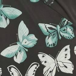 Pre Owned Versace Black Butterfly Print Jersey One Shoulder Dress L