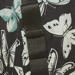 Pre Owned Versace Black Butterfly Print Jersey One Shoulder Dress L