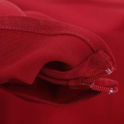 Pre Owned Versace Red Silk Embellished One Off Shoulder Dress M