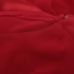 Pre Owned Versace Red Silk Embellished One Off Shoulder Dress M