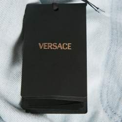 Pre Owned Versace Light Blue Stone Washed Denim Medusa 95' Straight Fit Jeans M Waist 27" 