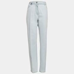 Pre Owned Versace Light Blue Stone Washed Denim Medusa 95' Straight Fit Jeans M Waist 27" 