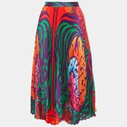 Pre Owned Versace Multicolor Printed Plisse Midi Dress M