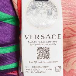 Pre Owned Versace Multicolor Printed Plisse Midi Dress M