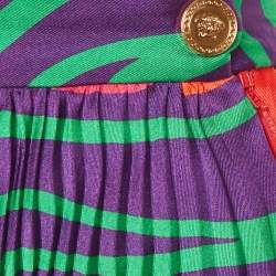 Pre Owned Versace Multicolor Printed Plisse Midi Dress M