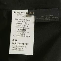Pre Owned  Versace Black Silk Cut Out Neck Paneled Mini Dress L