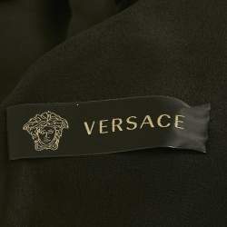 Pre Owned  Versace Black Silk Cut Out Neck Paneled Mini Dress L