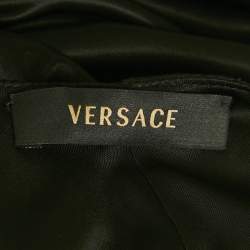 Pre Owned Versace Black Jersey & Silk Halter Neck Backless Belted Mini Dress M