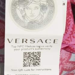 Pre Owned Versace Blue/Pink Floral Print Silk Shirt and Pants Set S/M