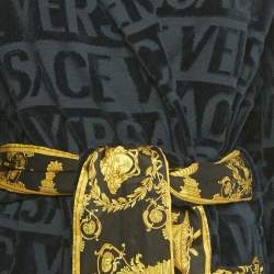 Pre Owned Versace Navy Blue Monogram Medusa Amplified Terry Bathrobe S