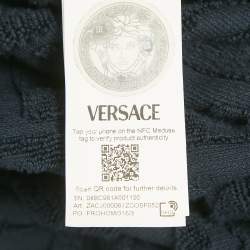 Pre Owned Versace Navy Blue Monogram Medusa Amplified Terry Bathrobe S
