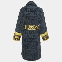 Pre Owned Versace Navy Blue Monogram Medusa Amplified Terry Bathrobe S