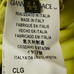 Pre Owned  Versace Neon Yellow Embellished Detail Mesh & Jersey Short Dress M 