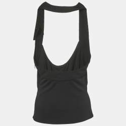 Pre Owned Versace Black Jersey Halter Neck Top M