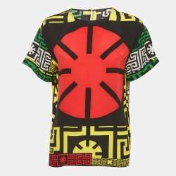 Pre Owned Versace Black Printed Silk Tunic Top S