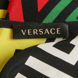 Pre Owned Versace Black Printed Silk Tunic Top S