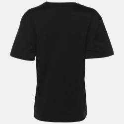 Pre Owned Versace Black Logo Embroidery Cotton Crew Neck T-Shirt M