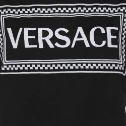 Pre Owned Versace Black Logo Embroidery Cotton Crew Neck T-Shirt M