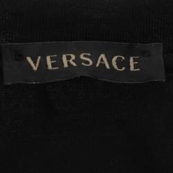 Pre Owned Versace Black Logo Embroidery Cotton Crew Neck T-Shirt M