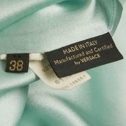 Pre Owned Versace Mint Green Satin V-Neck Short Dress S