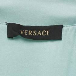 Pre Owned Versace Mint Green Satin V-Neck Short Dress S