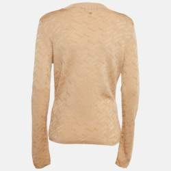 Pre Owned Versace Dark Beige Rib Knit Sweater M 