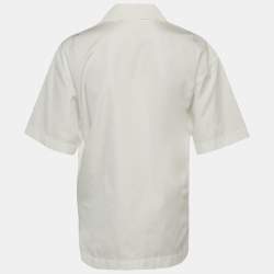Pre Owned Versace White Cotton Poplin Short Sleeve Sangallo Shirt S