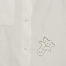 Pre Owned Versace White Cotton Poplin Short Sleeve Sangallo Shirt S