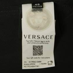 Pre Owned Versace Multicolor Printed Satin Silk Lace Trimmed Crop Top L