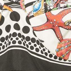 Pre Owned Versace Multicolor Printed Satin Silk Lace Trimmed Crop Top L