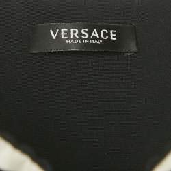 Pre Owned Versace Multicolor Printed Satin Silk Lace Trimmed Crop Top L