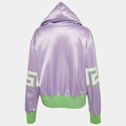 Pre Owned Versace Lilac /Green Baroque Mosaic Print Cotton Hooded Sweatshirt M 