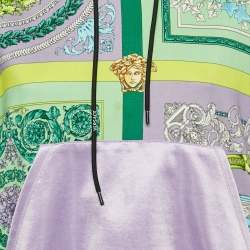 Pre Owned Versace Lilac /Green Baroque Mosaic Print Cotton Hooded Sweatshirt M 