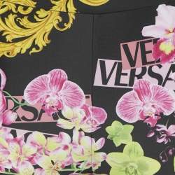 Pre Owned Versace Black Printed Jersey Leggings M 