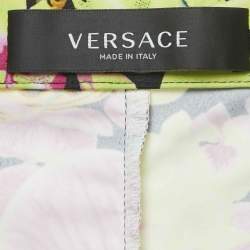 Pre Owned Versace Black Printed Jersey Leggings M 
