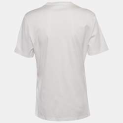 Pre Owned Versace White Cotton Medusa Butterfly Embellished Crew Neck T-Shirt M